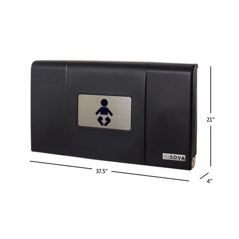 Sova 15HS0002 Span Baby Changing Station, Horizontal, Surface Mount with EZ Mount Backer Plate, Black
