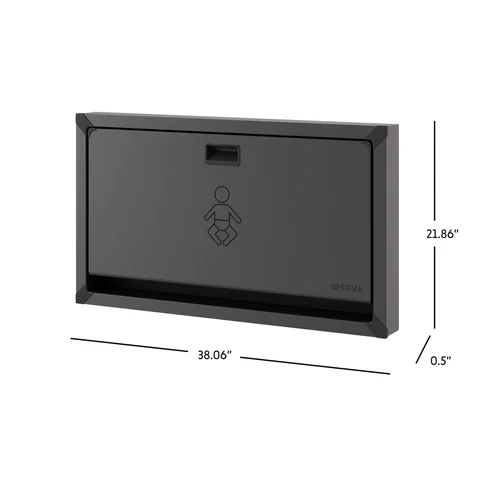 Sova 30HR0109 Vantage Baby Changing Station, Horizontal, Recessed Mount, Matte Black Stainless Steel