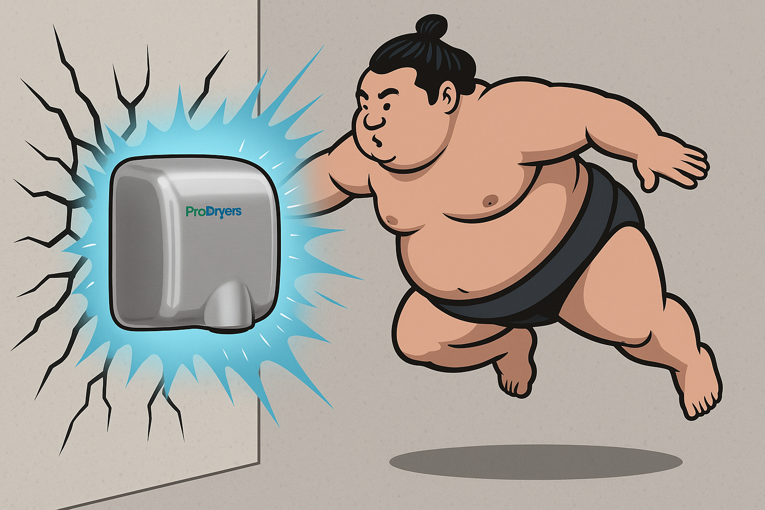 A Sumo Wrestler Tries to Smash a Vandal Proof Hand Dryer