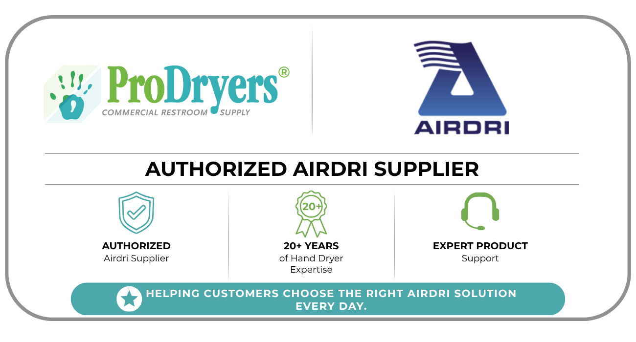 AIRDRI hand dryer authorized distributor trust badge AIRDRI hand dryer authorized distributor trust badge