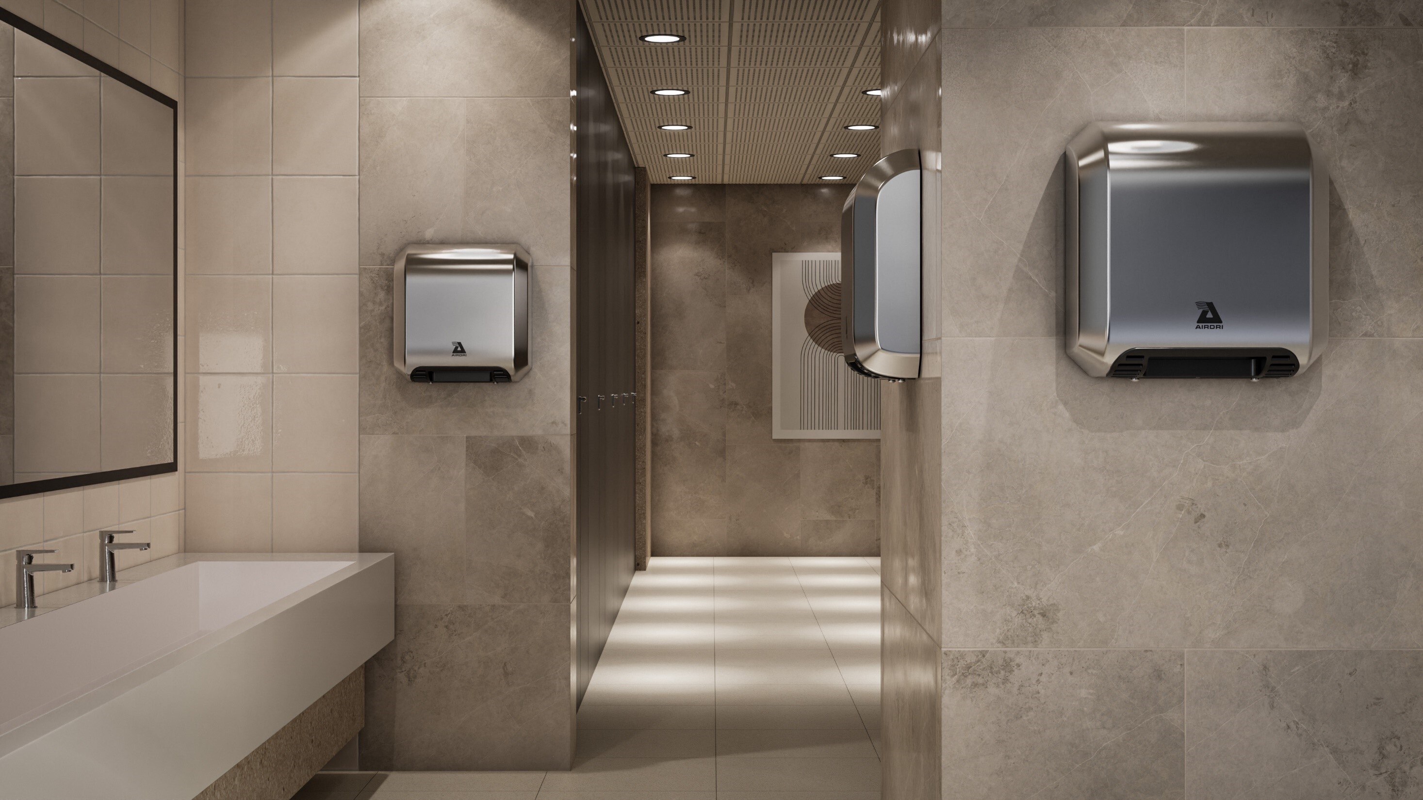 airdri hand dryers in a public restroom