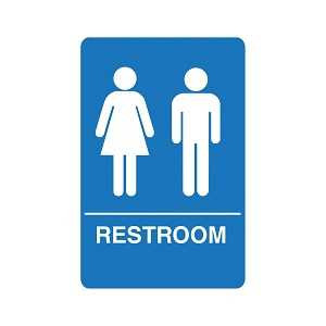 Blue - 6x9 Unisex Braille Handicapped ADA Restroom Sign