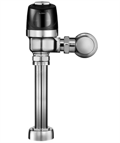 Sloan 8111-1.28 G2 Optima Plus Closet Flushometer, Battery Powered, Sensor Activated, Exposed Water Closet Flush Valve, 1.28 GPF, Requires No AC Hookup, Uses (4) AA Batteries, Metal Cover