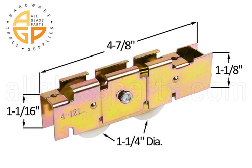 Sliding Glass Door Roller (Tandem Wheels) (4-7/8'' Length) (1-1/8'' Height)