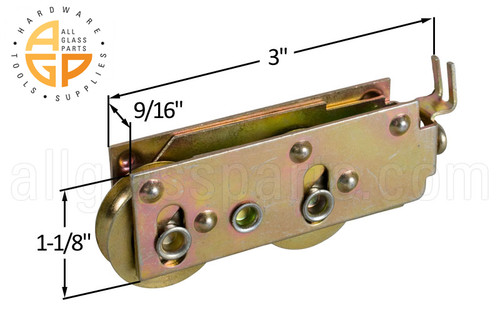 Sliding Glass Door Roller (Tandem Wheels) (3'' Length) (1-1/8'' Height)