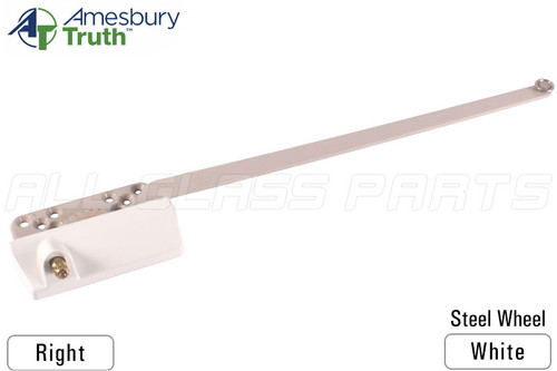 Single Arm Casement Window Operator (Right) (White) (Mod. 6-1307) (Steel Wheel)