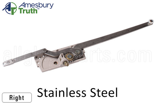Dual Arm Casement Window Operator (Stainless) (Truth Hardware 'Entrygard' 15.14) (4-7/16" Arm) (Clip Location Top) (Link Offset Up) (Right)