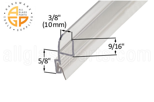 Frameless Shower Door Seal (H-strike with Vinyl Insert) (Glass Thickness 3/8'' (10mm)) Frameless Shower Door Seal (H-strike with Vinyl Insert) (Glass Thickness 3/8'' (10mm))