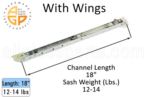 Window Sash Balances (Spring) (w Wings) (Lbs. 12-14) (Length: 18'')