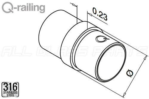 Round Profile Handrail 180-degree Coupler (Outdoor Stainless Steel)