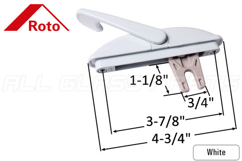 Roto Multi-Point Lock Handle (Med Fork) (1-1/8" Fork) (White)