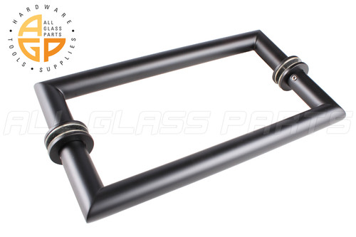 3/4" Round Tube Mitered Corner Back To Back Handle (8") (Matte Black)