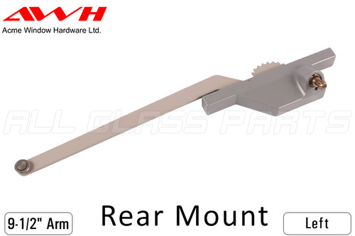 Single Arm Casement Window Operator (Acme) Silver (9-1/2" Arm, Rear Mount) (Left)