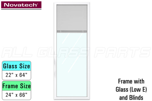 Contemporary Doorglass Frame & Glass Insert C/W Internal Blinds (22" x 64")