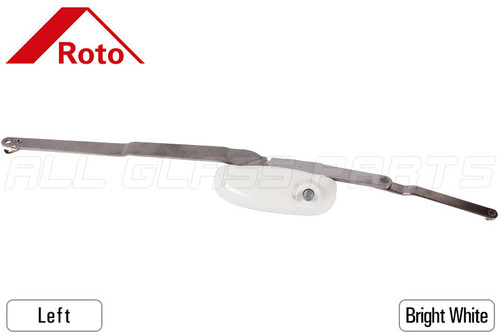 Dual Arm Casement Window Operator (Roto) (White) (Left) (Stainless Steel)