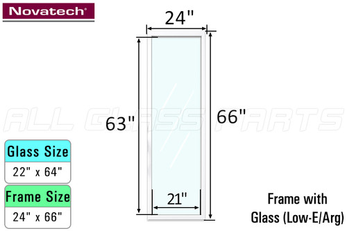 Resin Doorglass Frame & Glass Size 22" x 64" Insert (Low-E/Argon)