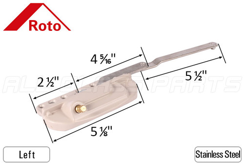 Split Arm Casement Window Operator (Roto) Stainless Steel (OP08-7650) (Left)
