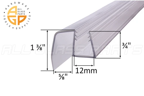 Clear Bottom Wipe w / Drip Rail for Crescent Sliding Door (12 mm)