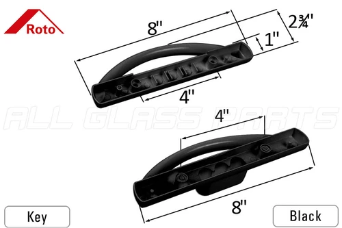 Patio Door Handle w Key (Roto) (Black)