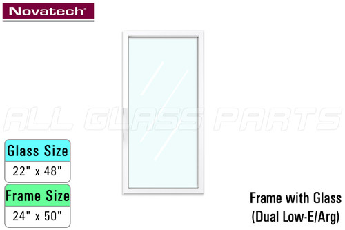 Resin Doorglass Frame & Glass Size 22" x 48" Insert (Low-E/Argon)