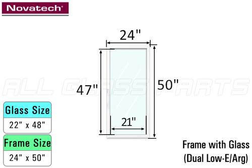 Resin Doorglass Frame & Glass Size 22" x 48" Insert (Low-E/Argon)