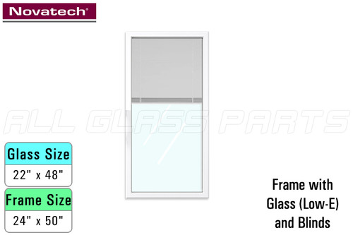 Resin Doorglass Frame & Glass Size 22" x 48" Insert c/w internal Blinds