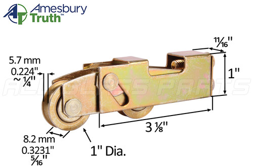 Sliding Glass Door Roller Tandem (38.14) (1" Wheel Diameter) (3-1/8" Length)