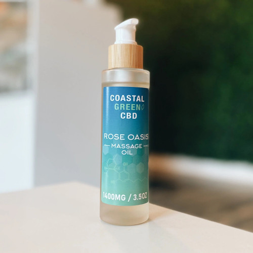 Coastal Green CBD Rose Oasis Massage Oil 1400mg 3.5oz