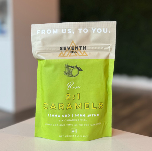 Seventh Hill Rise 10mg D9 THC 20mg CBD Caramel Single / 6 pack