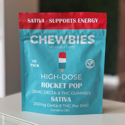 Chewbies Rocket Pop 25mg Delta-9 THC Sativa Gummies