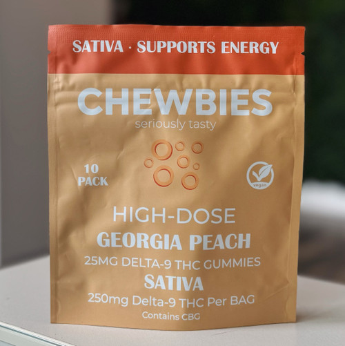 Chewbies Georgia Peach 25mg Delta-9 THC Sativa Gummies