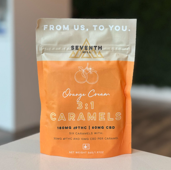 Seventh Hill 30mg D9 THC Orange Cream Caramels 6 Pack