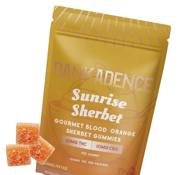 Dankadence 10mg THC Sativa Sunrise Sherbet Gourmet Gummies