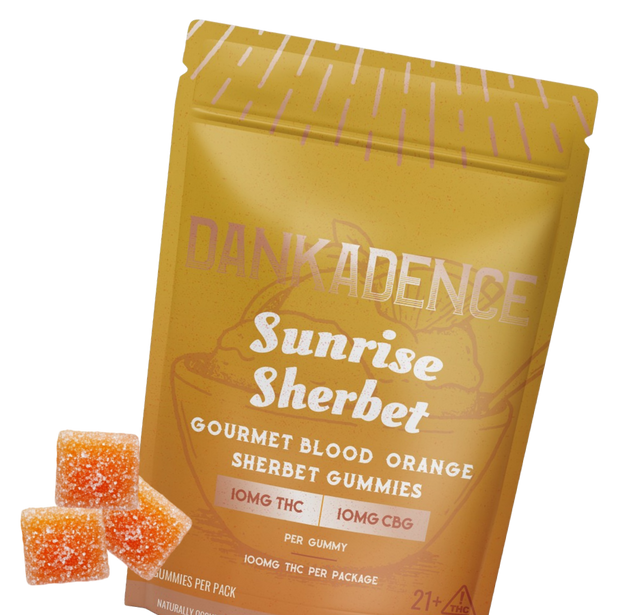 Dankadence 10mg THC Sativa Sunrise Sherbet Gourmet Gummies