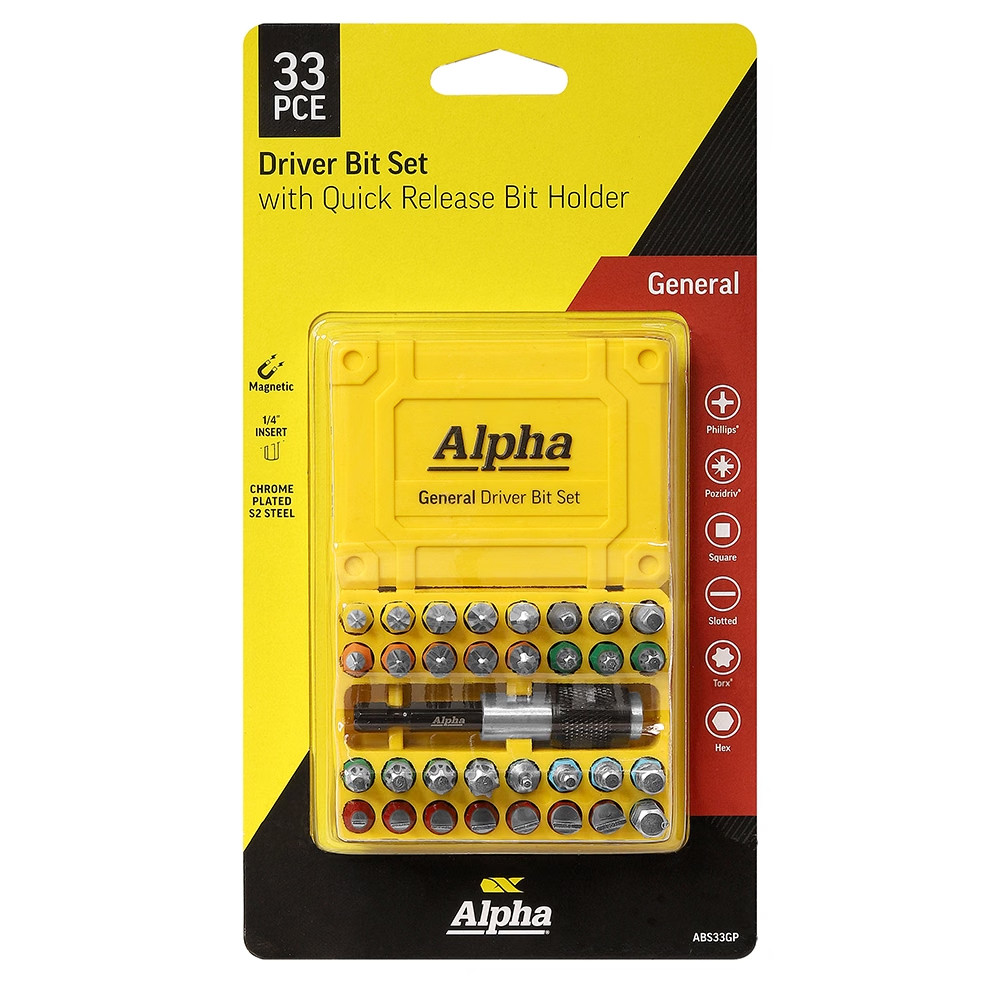 Alpha ABS33GP - General Purpose Insert Bit Set - 33 Piece - Toolmart