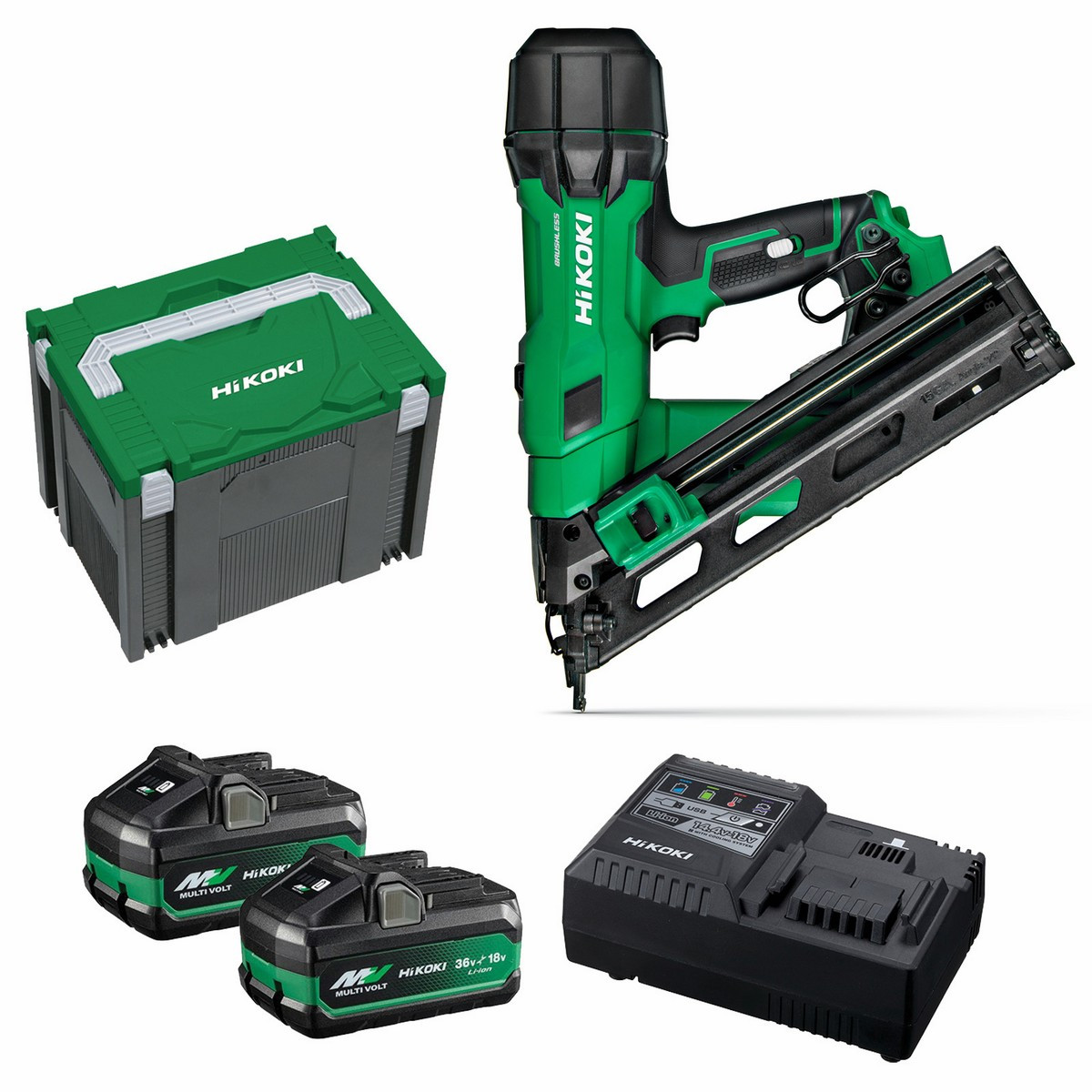 HiKOKI NT1865DAA(HXZ) - 18V Gasless 15G Angle Finishing Nailer Kit
