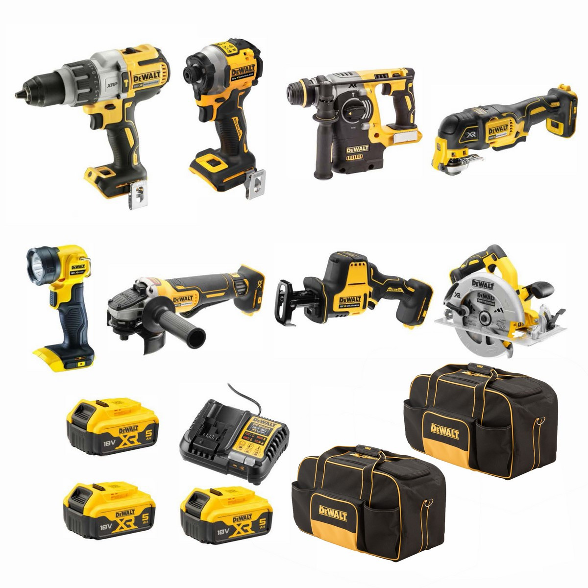 Dewalt DCZ801P3-XE - 18V Brushless 8 Piece Combo Kit (3 x 5.0Ah