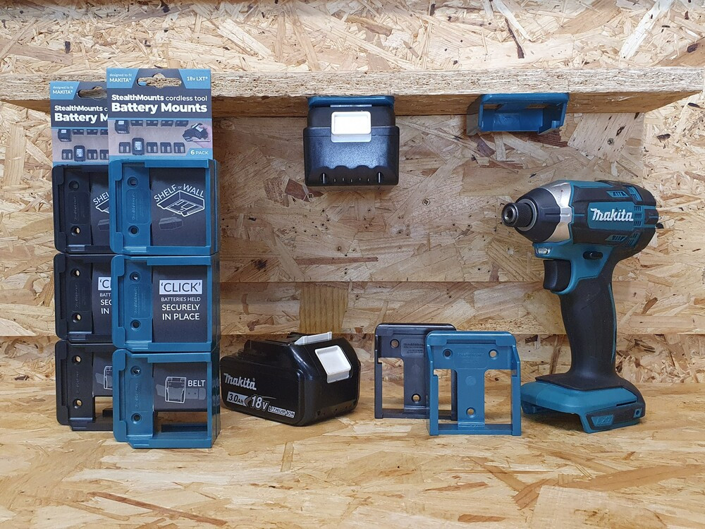 StealthMounts BM-MK18-BLU-6 Makita LXT Battery Mounts Pack