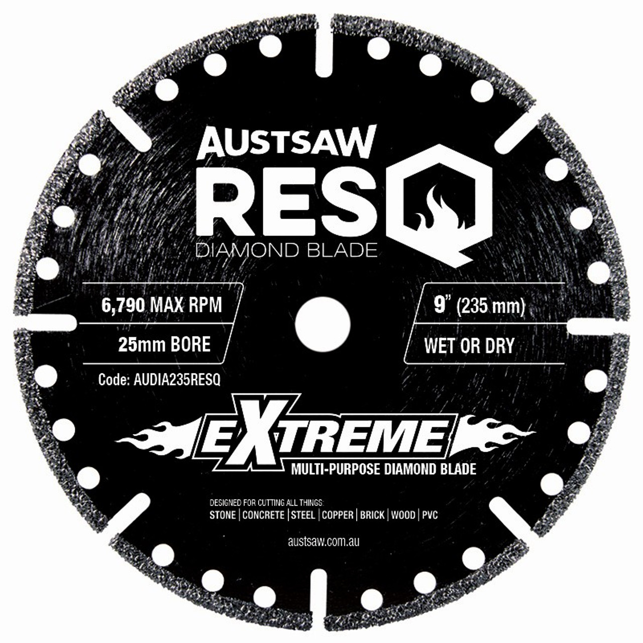 Austsaw AUDIA235RESQ - Resq Diam. Rescue & Demo Blade 235mm/9" 25/22.2mm Bore Austsaw Australia
