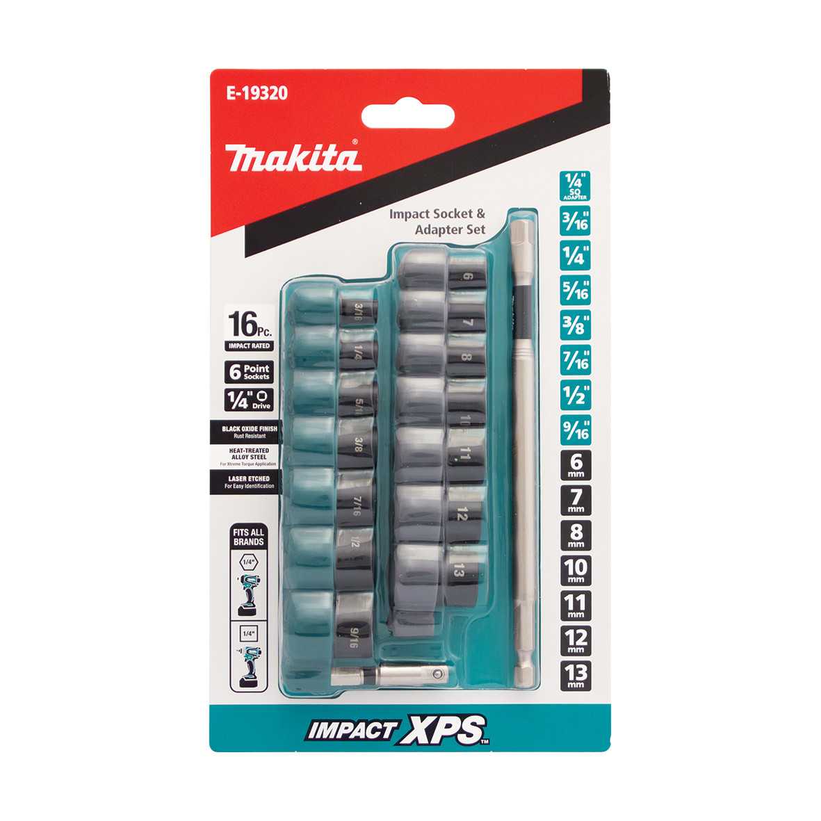 Makita E-19320 - Impact Socket 19 Piece Set 1/4" Drive
