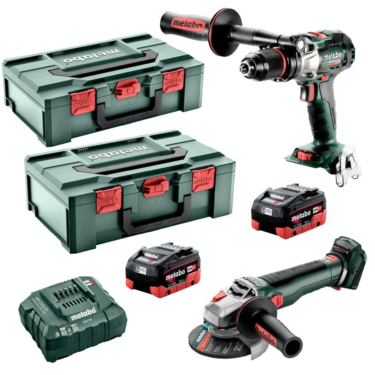 Metabo MET18BL2MB2HD80FT  18V Brushless 2 Piece Drill/Grinder Combo Kit x