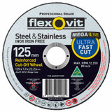 Flexovit A46TBF41 - Cut Off Disc 127x1.0x22.2mm Mega Inox A46TBF41
