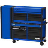 SP SP53202BL - 80" Apex Series Power Hutch Workstation Combo with Side Cabinet and Magnetic Mount Powerboard - 543 Piece - Metric & SAE - Blue/Black