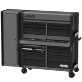SP SP53202GY - 80" Apex Series Power Hutch Workstation Combo with Side Cabinet and Magnetic Mount Powerboard - 543 Piece - Metric & SAE - Grey/Black