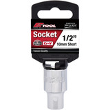 PKTool PT10610 - 10mm 6 Point Cr-V Regular Socket - 1/2" Drive