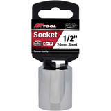 PKTool PT10624 - 24mm 6 Point Cr-V Regular Socket - 1/2" Drive