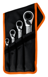 Bahco S4RM/4T - 4-in-1 Ratcheting Ring Wrench Set with Pouch - 4 Piece