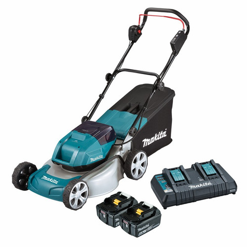Makita DLM464PG2 - 36V (18Vx2) Brushless 460mm (18") Steel Deck Lawn Mower Kit (2 x 6.0Ah)