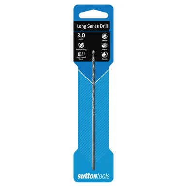 Sutton D1100300 - HSS Long Series Drill Bit 3.0mm - Bright Finish