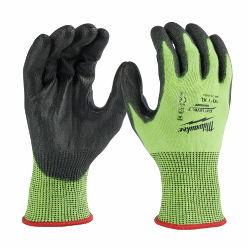 Milwaukee 48738953 - Gloves High Visibility Cut 5(E) Polyurethane Dipped - XL